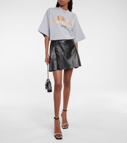 PALM ANGELS Palm Embellished Suede Sandals In Black Glittered