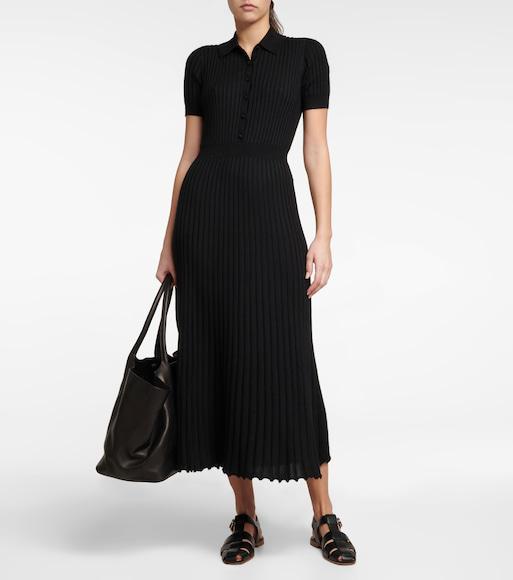 GABRIELA HEARST Amor Knit Polo Midi Dress In Black