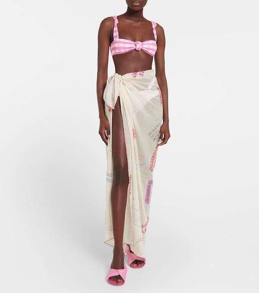 JACQUEMUS Le Haut Vichy Checked Bikini Top In Pink