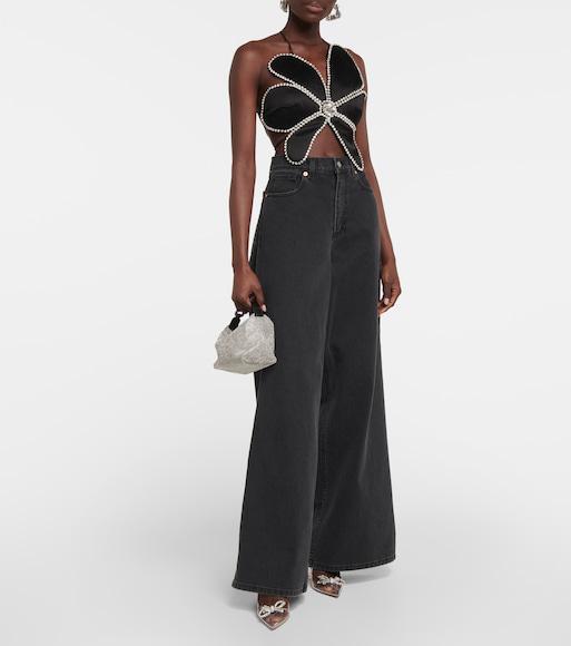 AMINA MUADDI Rosie Glass Pointed Toe Pump In Clear