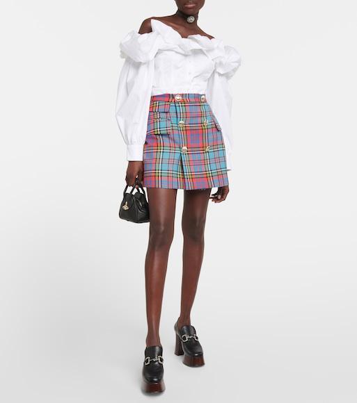 VIVIENNE WESTWOOD Cut Off Wool Twill Tartan Mini Skirt In Multi