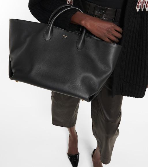 KHAITE High-rise Straight-leg Leather Pants In Black