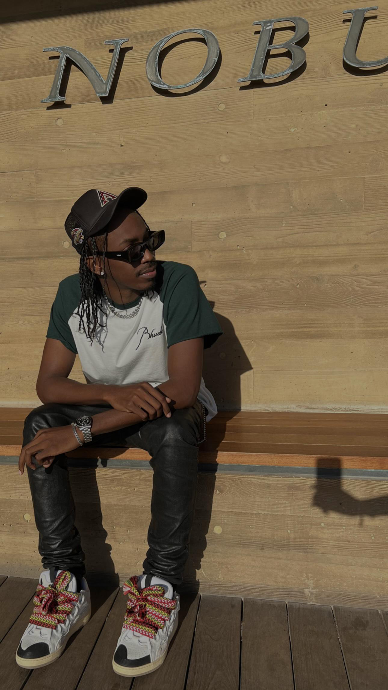 LANVIN Curb Leather Sneakers With Multicolor Laces In Neutral