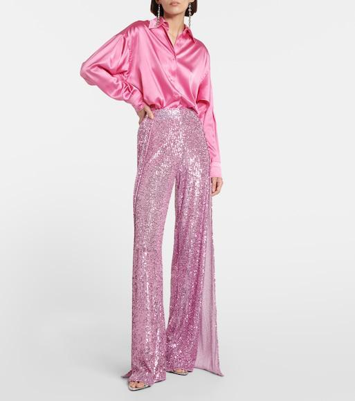 TOM FORD Sequin Wide-leg Pants In Purple