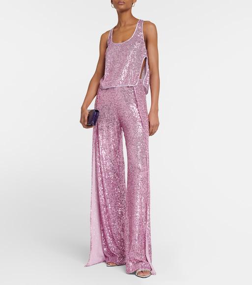 TOM FORD Sequin Wide-leg Pants In Purple