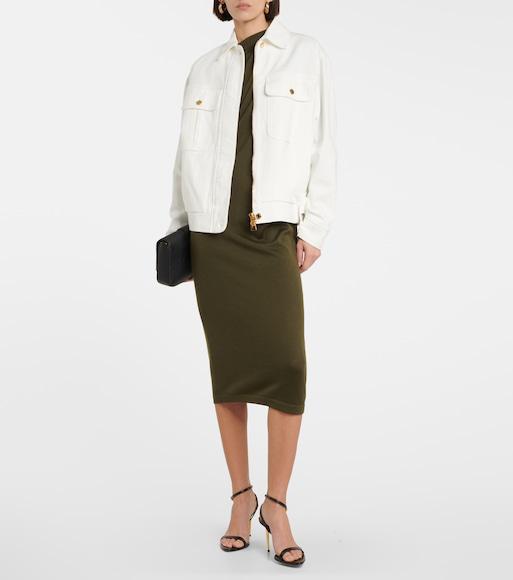 TOM FORD Concealed Front Fastening Denim Jacket In White
