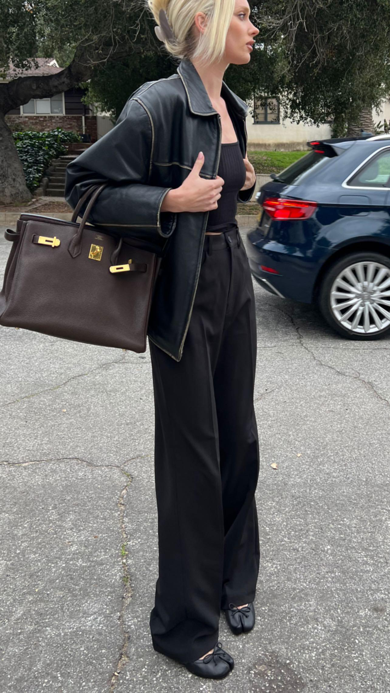 MAISON MARGIELA Tabi Leather Ballerina Flats In Black