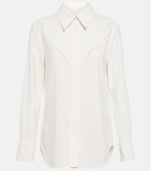 CHLOÉ Mid-rise Straight Linen Pants In White