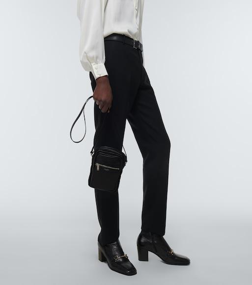 SAINT LAURENT Slim Grained Leather Belt In Black