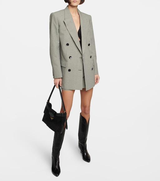 ISABEL MARANT Nevim Checked Double-breasted Crepe Blazer In Multicolor