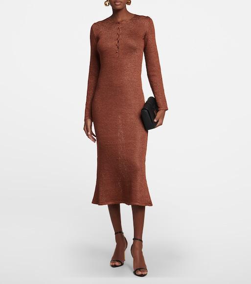 TOM FORD Lurex® Maxi Dress In Brown