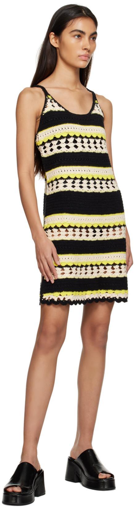 GANNI Cotton Dress In 373 Golden Kiwi