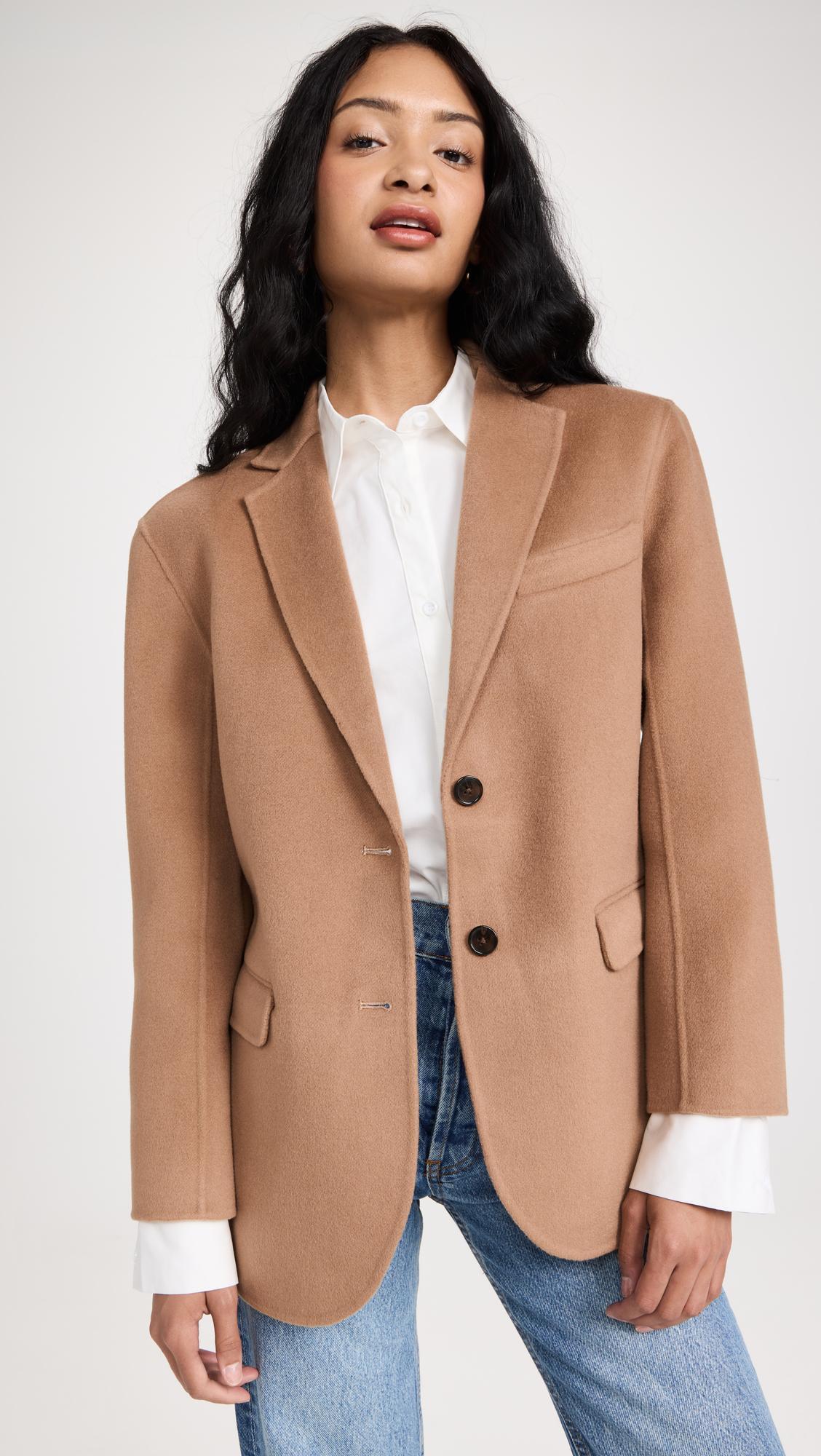 ANINE BING Oversized Wool-cashmere Blend Blazer In Brown