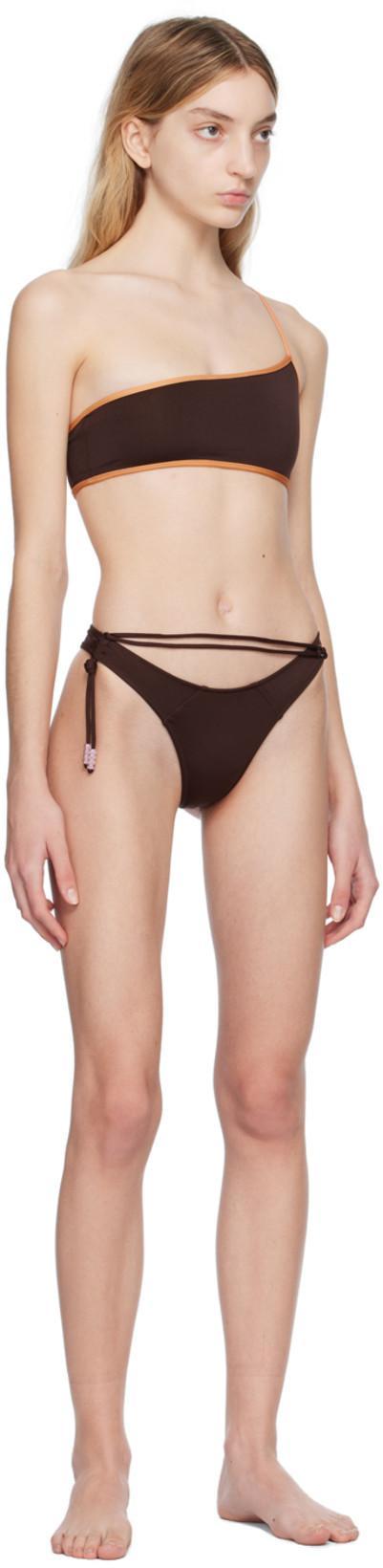 JACQUEMUS Brown Le Raphia 'le Haut De Maillot Maio' Bikini Top