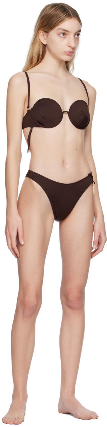 JACQUEMUS Brown Le Raphia 'le Haut De Maillot Aouro' Bikini Top
