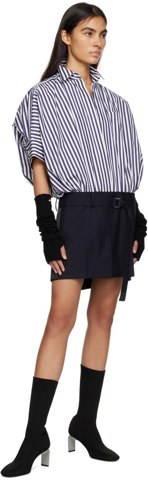 SACAI Cotton Poplin Dress Striped Pattern In Multi