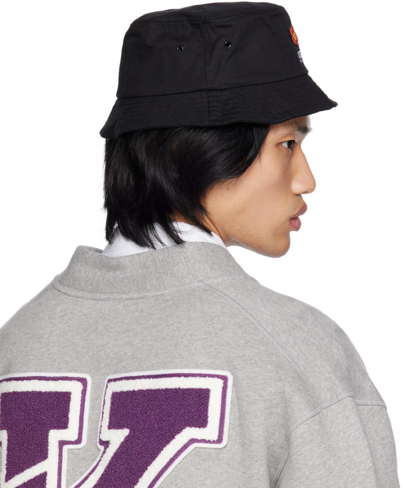 KENZO Boke Embroidery Cotton Canvas Bucket Hat In Black