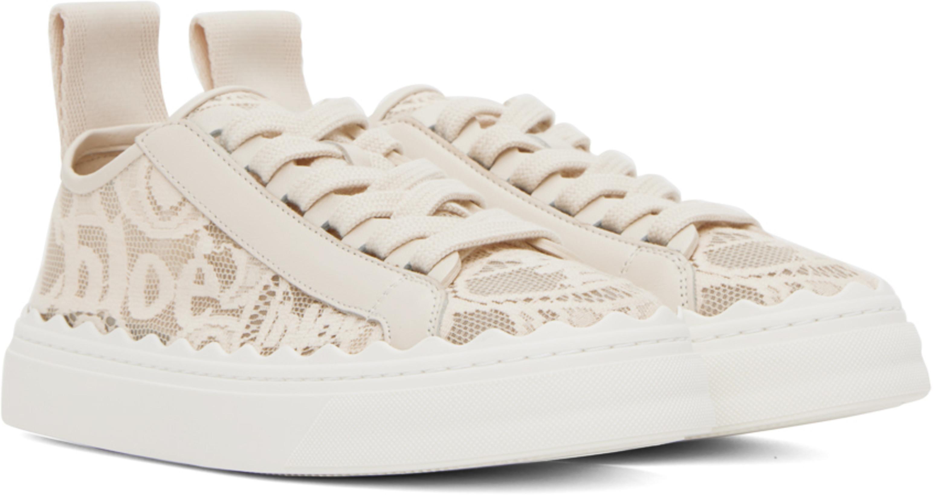 CHLOÉ Lace Lauren Low-top Sneakers With Pull Tab In White