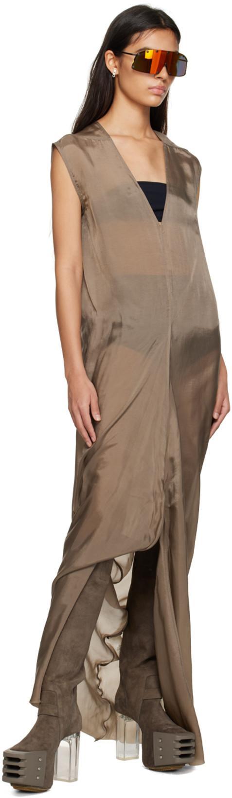 RICK OWENS Gray Pull On Platform Boots In 34340 Dust/clear