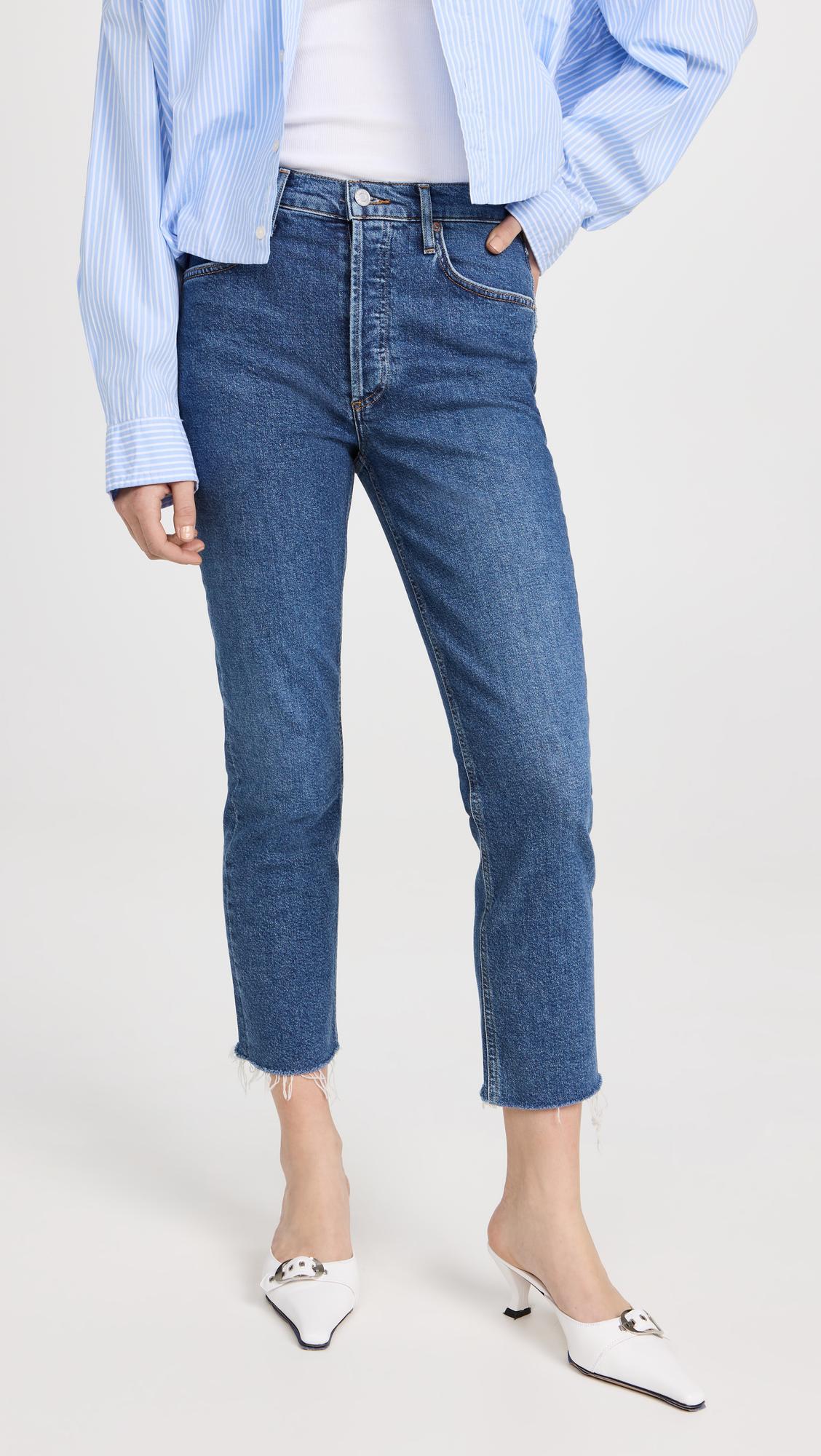 AGOLDE High-waisted Straight-leg Jeans In Blue