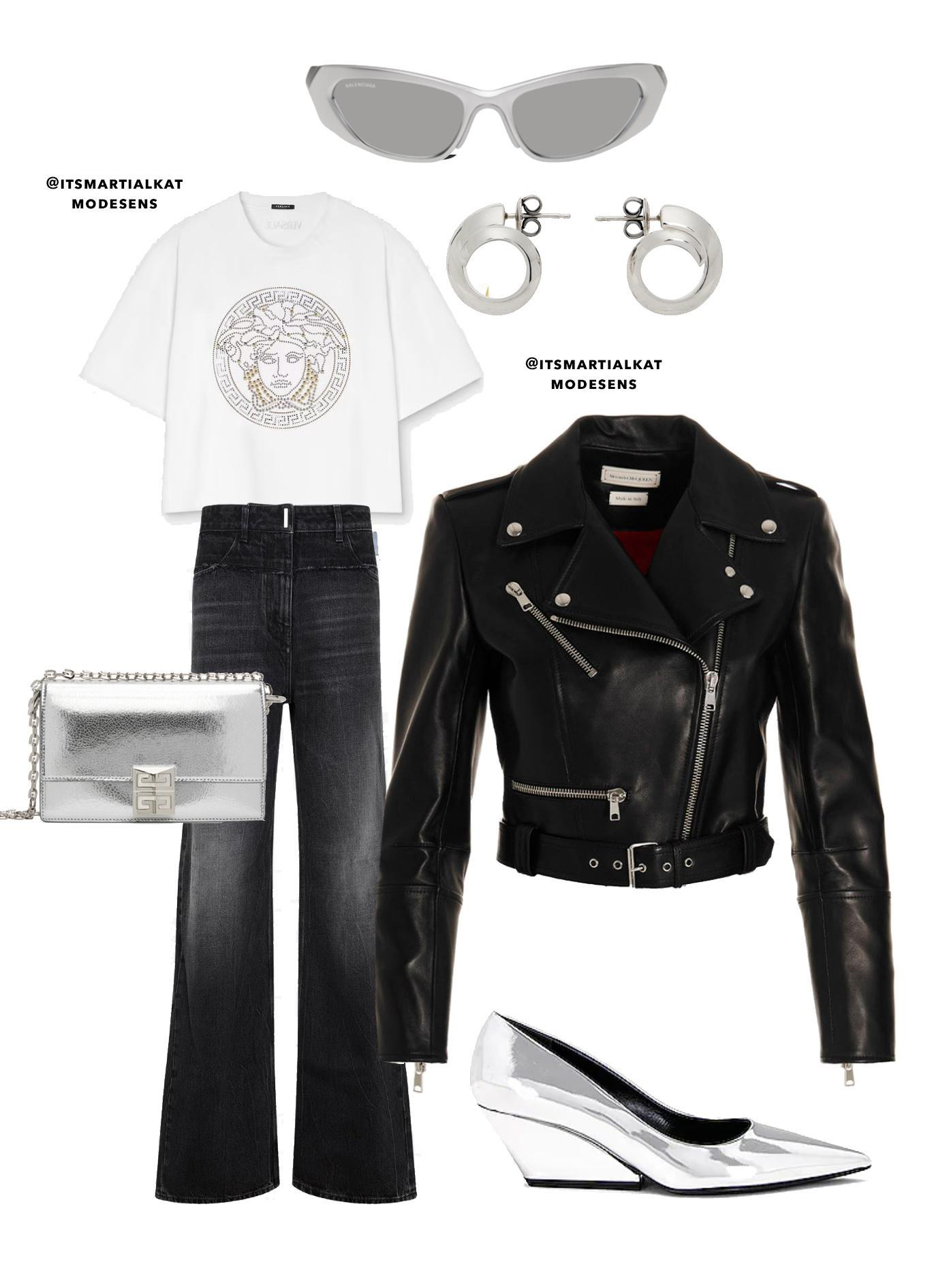 ALEXANDER MCQUEEN Cropped Biker Leather Jacket In Black