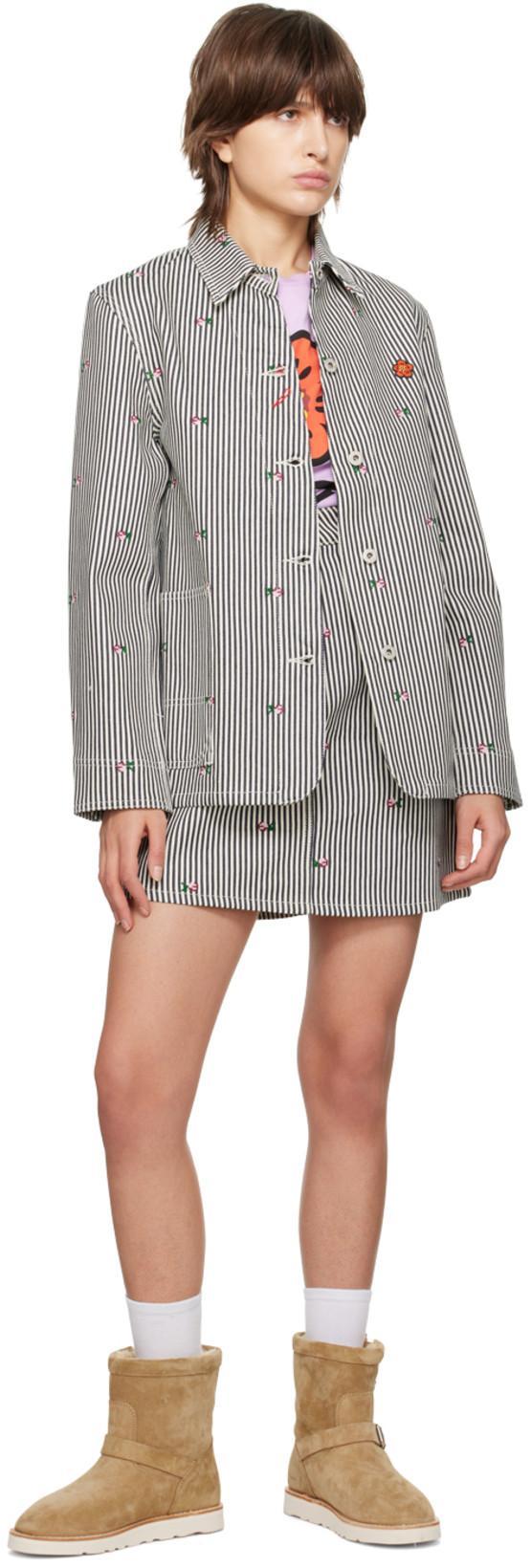 KENZO Logo-patch Button-fastening Jacket In Blue