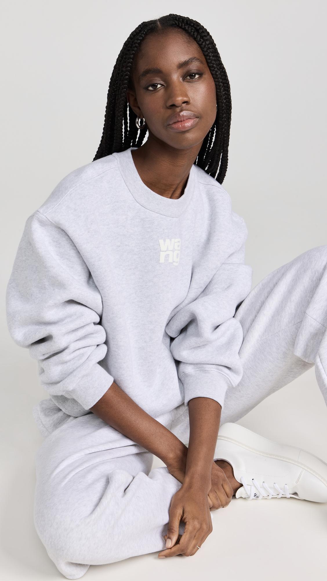 ALEXANDER WANG Puff Logo Sweatpant In Structured Terry In Grey