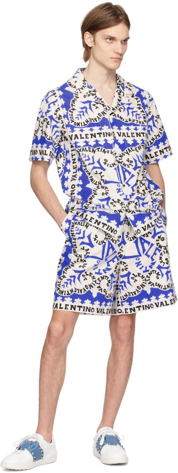 VALENTINO Elasticated Waist Shorts In Blue