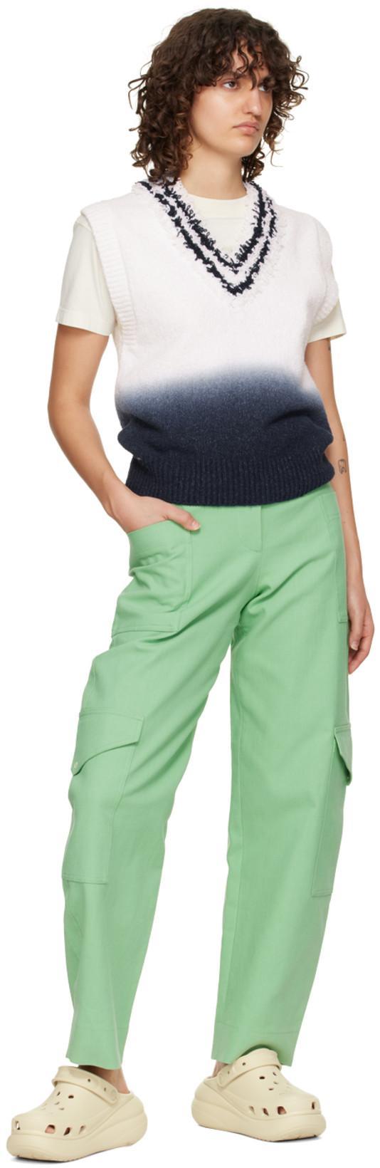 GANNI Organic Cotton Cargo Suiting Pants In Peapod