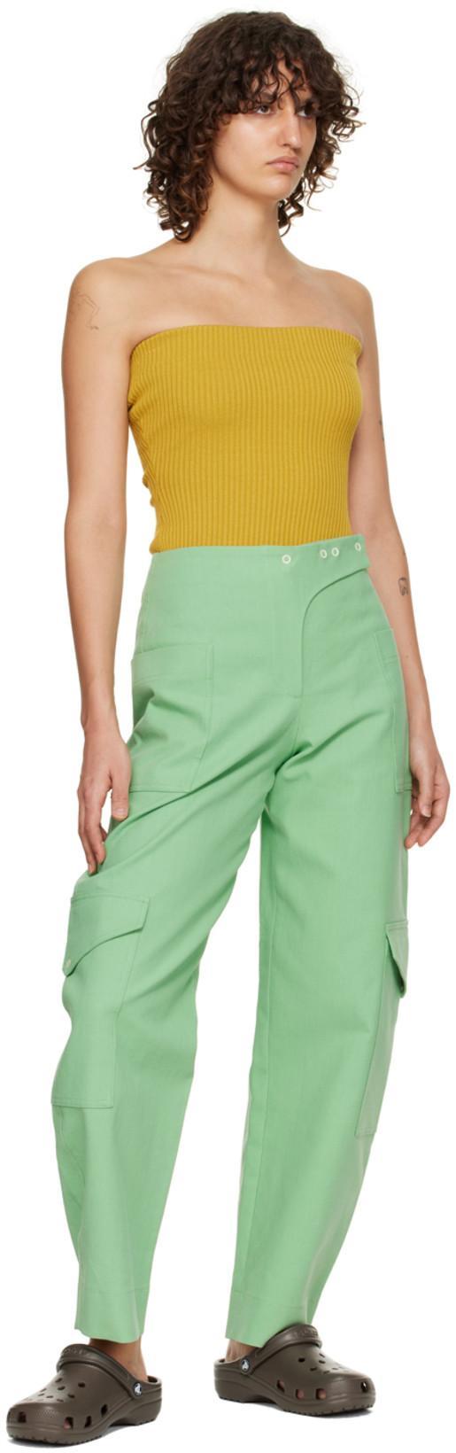GANNI Organic Cotton Cargo Suiting Pants In Peapod