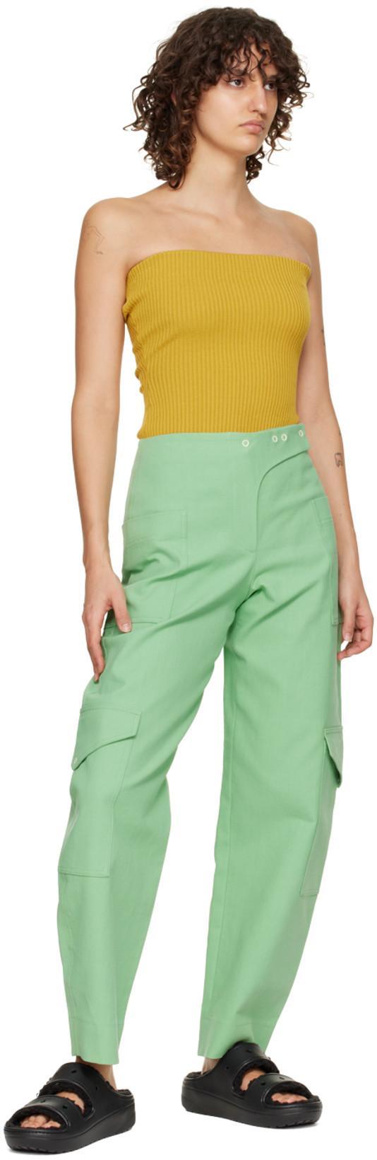 GANNI Organic Cotton Cargo Suiting Pants In Peapod