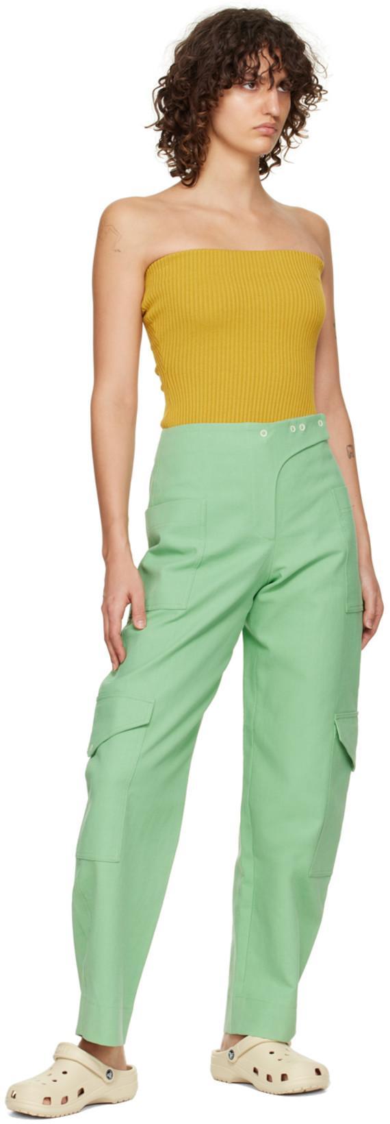 GANNI Organic Cotton Cargo Suiting Pants In Peapod