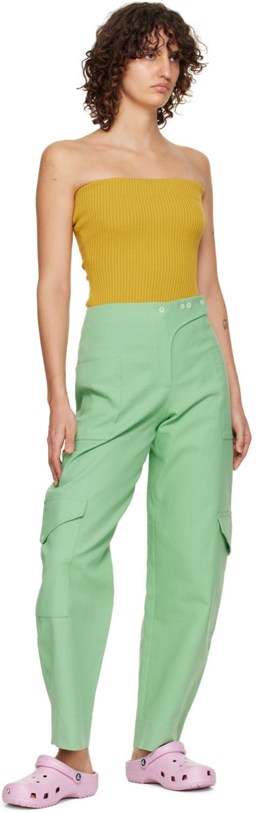 GANNI Organic Cotton Cargo Suiting Pants In Peapod