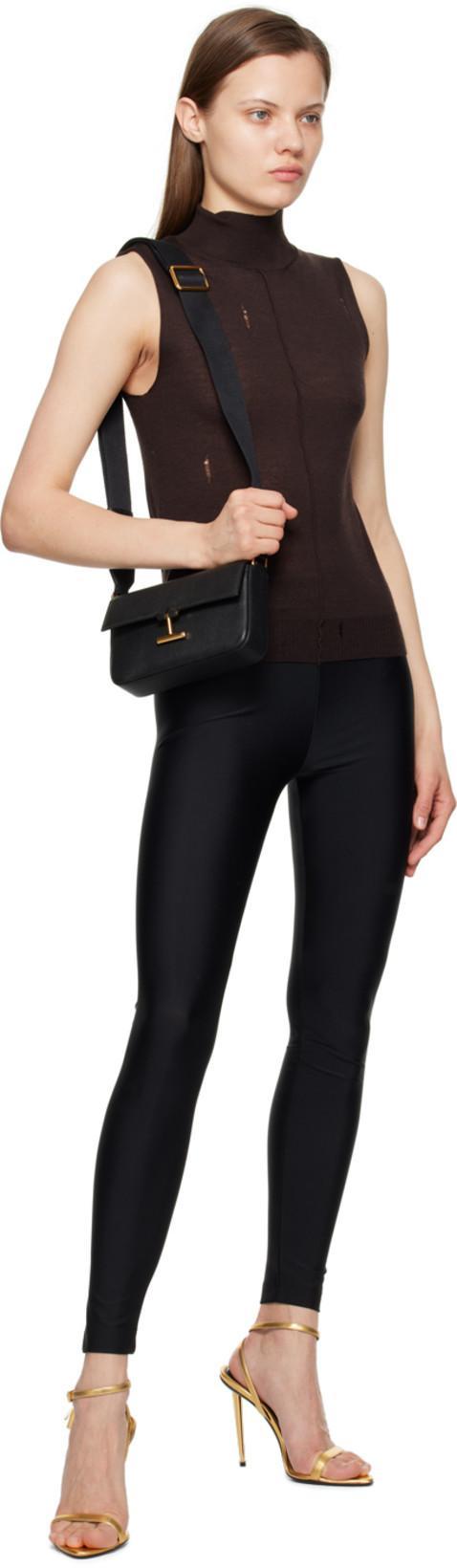 TOM FORD Stretch Lustrous Velour Signature Leggings In Black