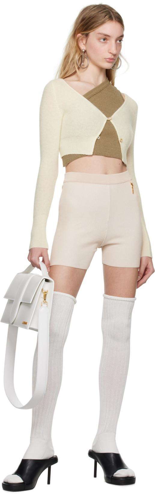 JACQUEMUS High Waist Knitted Cycling Shorts In Beige