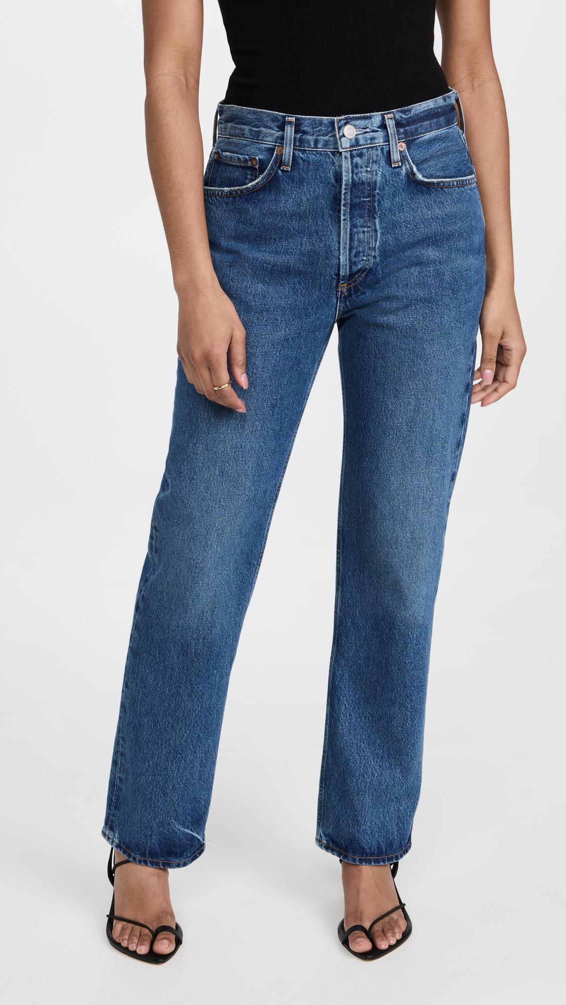 AGOLDE High-waisted Straight-leg Jeans In Blue