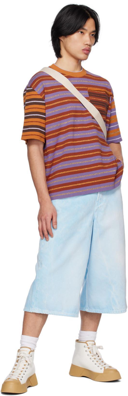 JACQUEMUS Striped T-shirt In Orange,purple