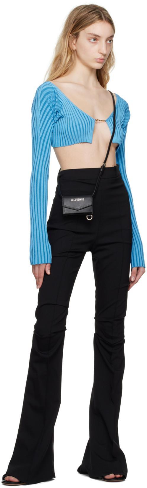 JACQUEMUS Ribbed Knit Cropped Cardigan In Azure