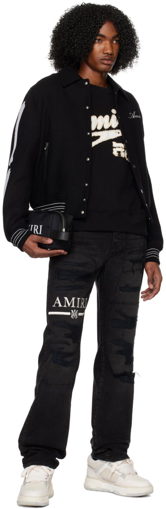 AMIRI Bones Wool Varsity Jacket In Black