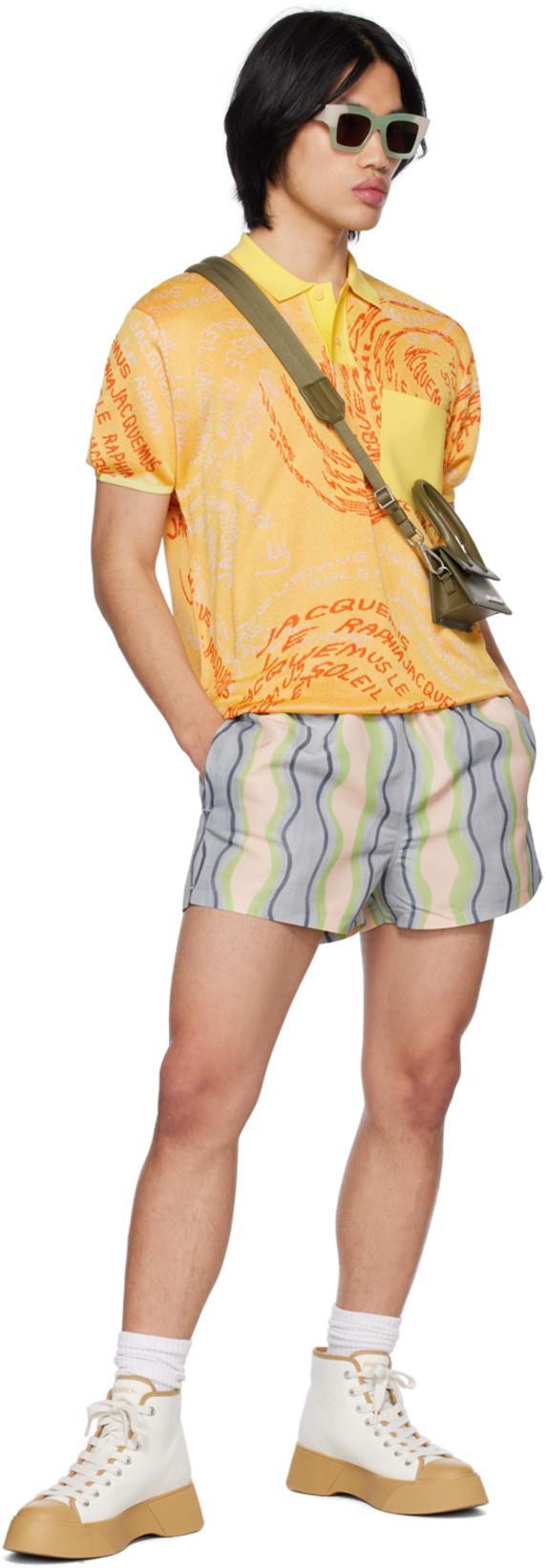 JACQUEMUS Yellow Le Raphia 'le Polo Tordu' Polo In 15 Multi-beige