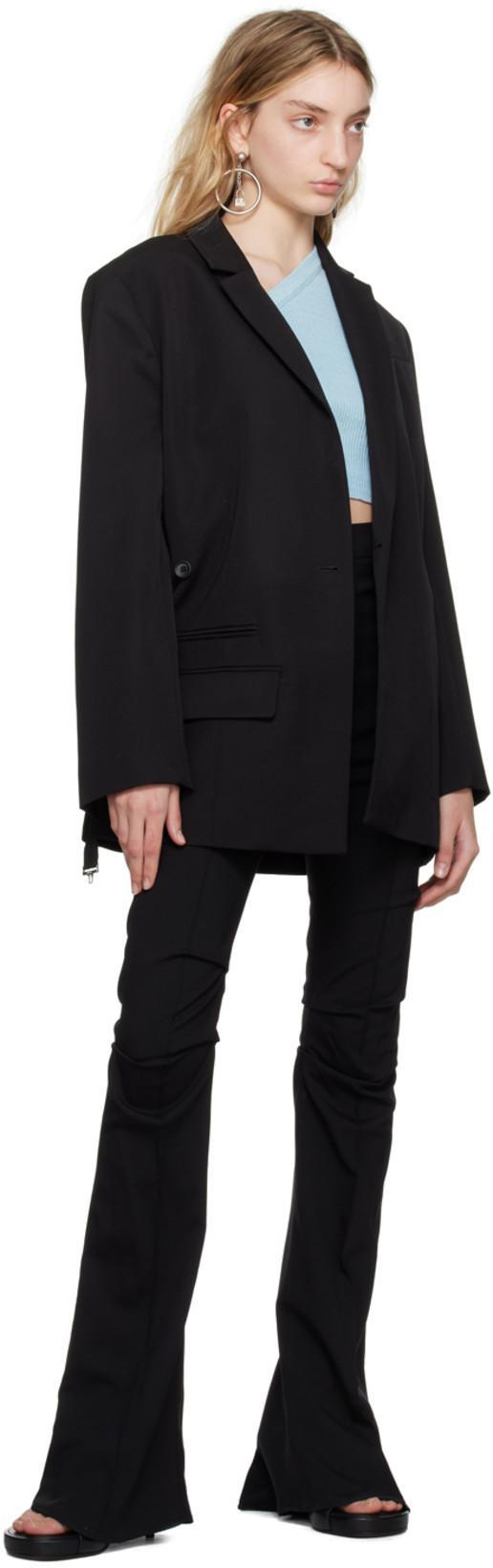 JACQUEMUS Tibau Asymmetric Double-breasted Grain De Poudre Wool Blazer In Black