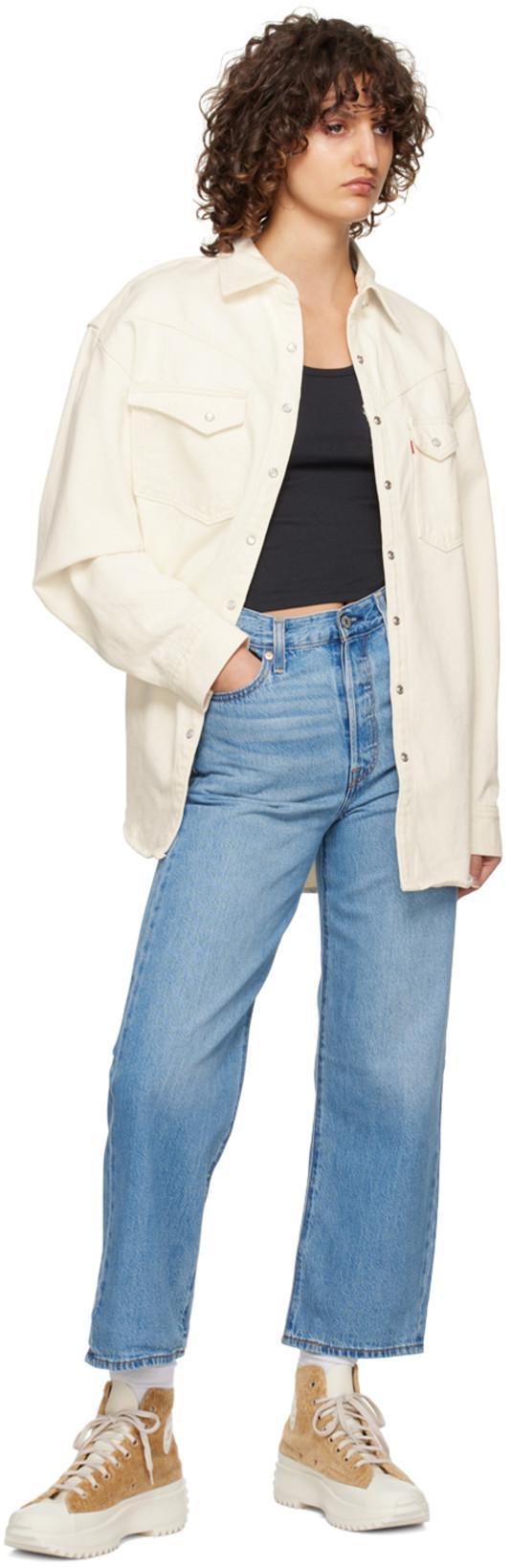 LEVI'S Ribcage High Waist Ankle Straight Leg Jeans In Blue