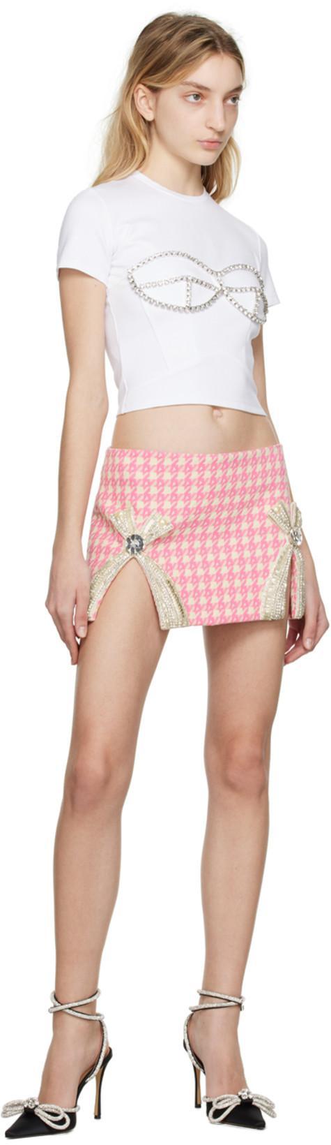 AREA Crystal T-shirt With Round Neck In White