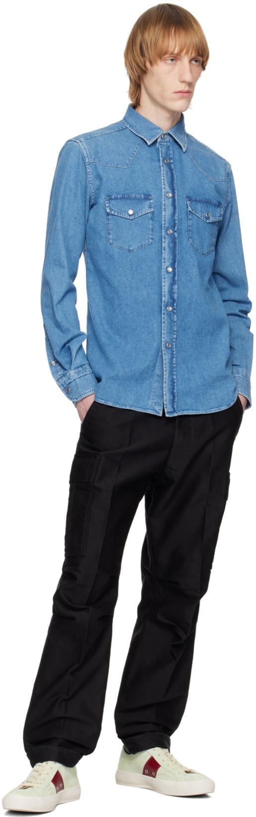 TOM FORD Cotton Denim Shirt In Blue
