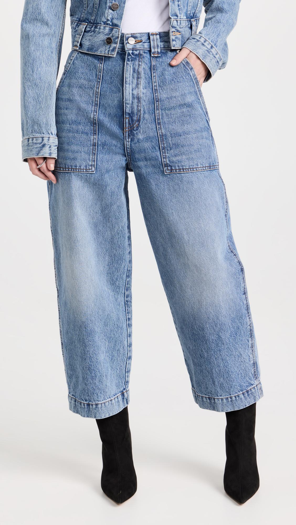 ANINE BING Gavin Blue Reservoir High Waist Distressed Nonstretch Ankle Jeans In Light Blue