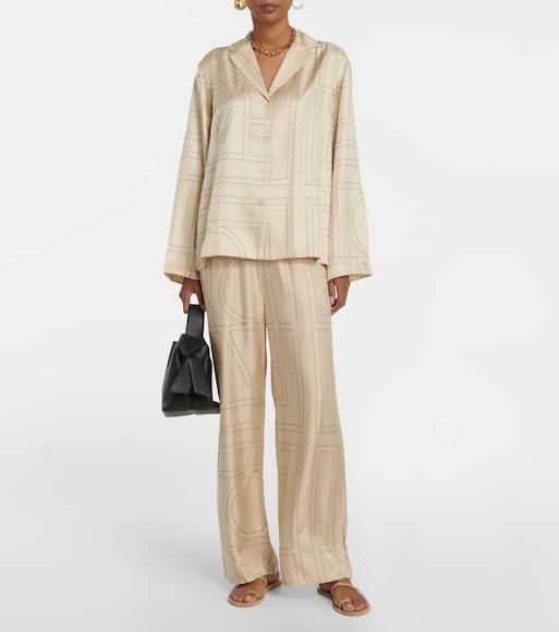 TOTÊME Toteme Monogram Embroidered Pajama Pants In Multi