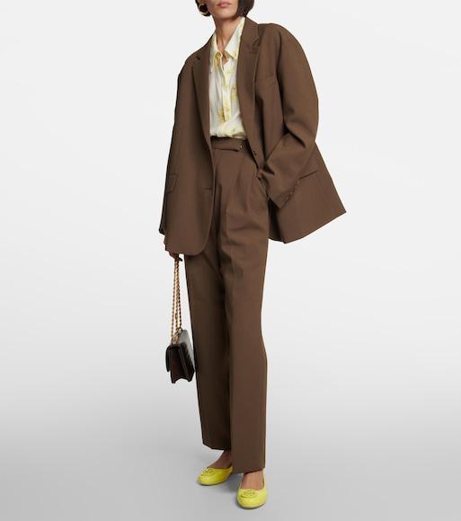 THE FRANKIE SHOP Bea Single-breasted Twill Blazer In Brown