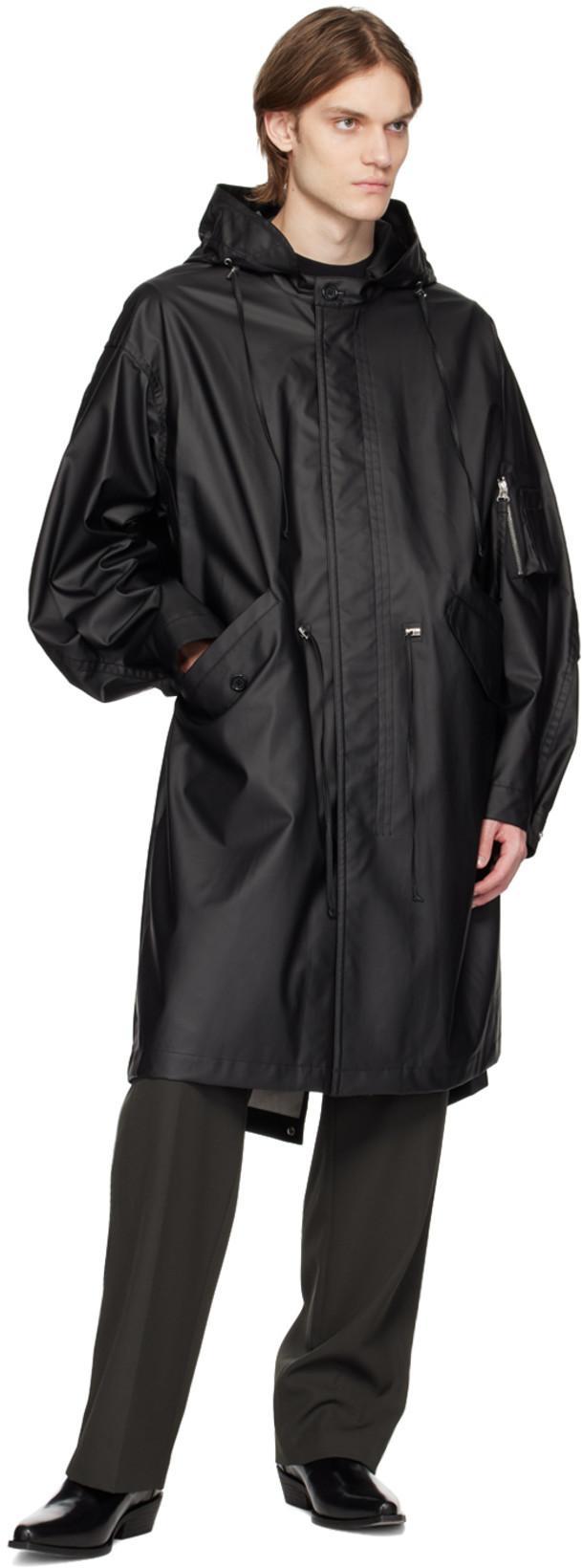 HELMUT LANG Men's Rubber Laminated Parka Jacket In Black