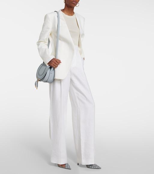 CHLOÉ Mid-rise Straight Linen Pants In White