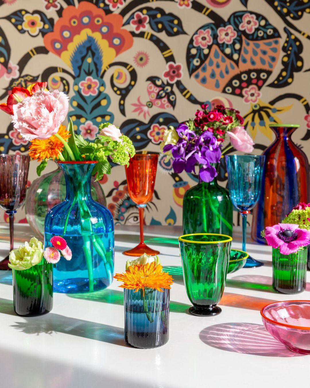 LA DOUBLEJ Rainbow Glasses Set Of 2 In Green